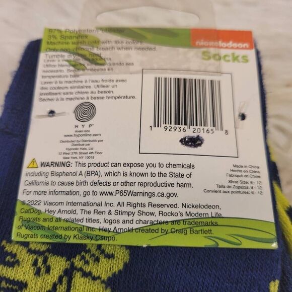Nickelodeon Rugrats Reptar Unisex Crew Socks- Set of 2- NIP - Picture 6 of 6